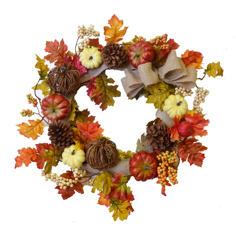 Floral Home Decor 22" Fall Leaves Wreath & Reviews Wayfair